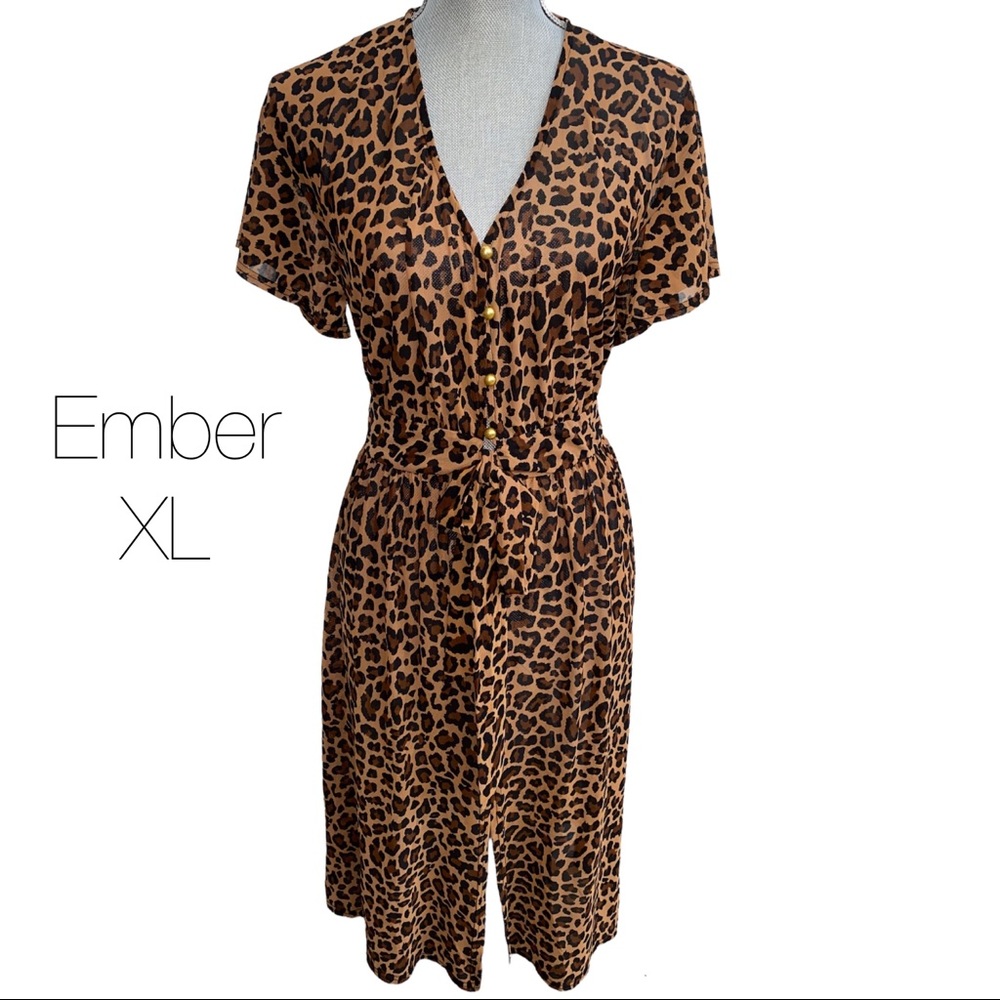 Ember Brown Leopard Long Kimono Cardigan XL NEW
